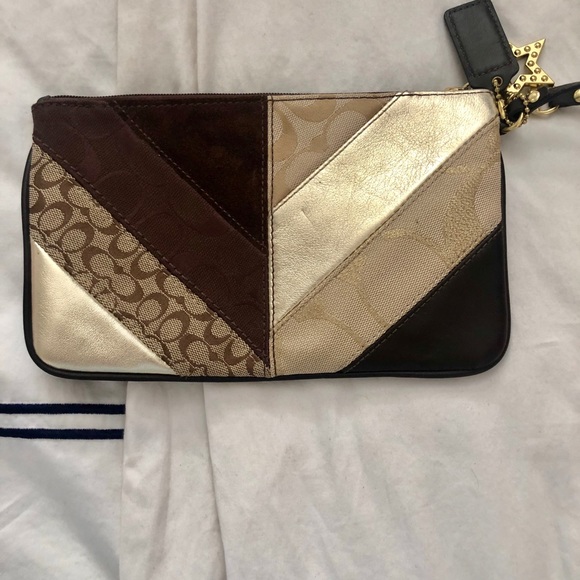 Brown & Gold authentic Coach wristlet. - Picture 2 of 3